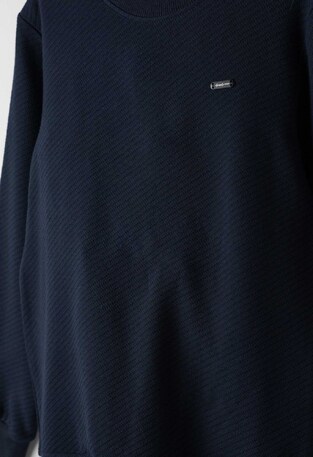 Cotton blouse with HASHTAG neckline in blue color.