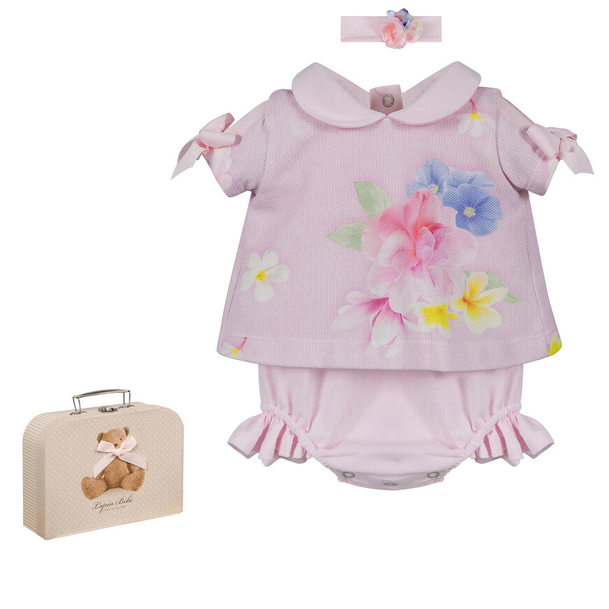 LAPIN HOUSE bodysuit in pink color with bows.