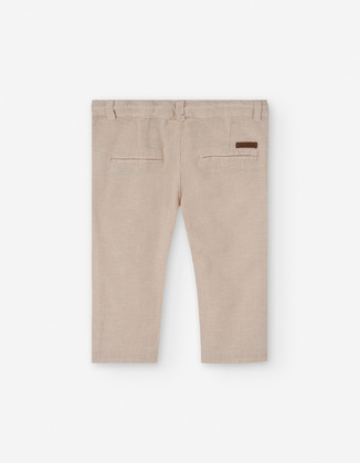 Παντελόνι LOSAN λινό σε μπέζ χρώμα.