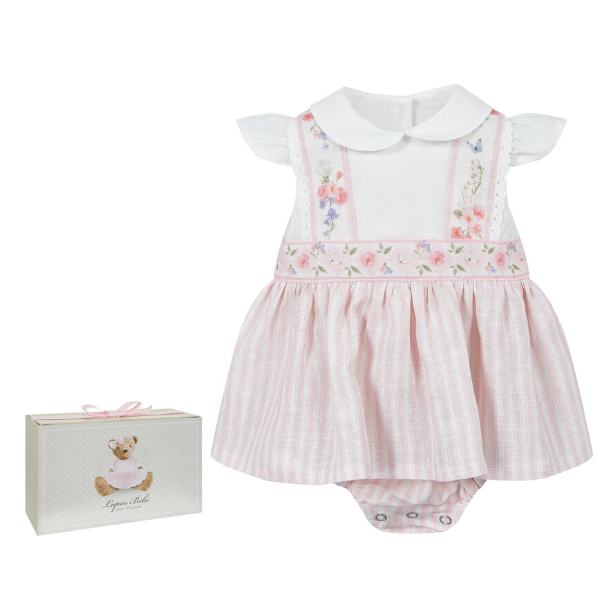 LAPIN HOUSE bodysuit in pink color made of linen fabric.