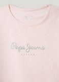 Μπλούζα PEPE JEANS σε ροζ ανοιχτό χρώμα με γκλίτερ.