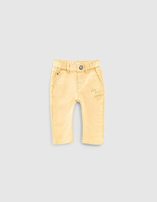 Παντελόνι τζην IKKS σε χρώμα κίτρινο με διακριτικό print.