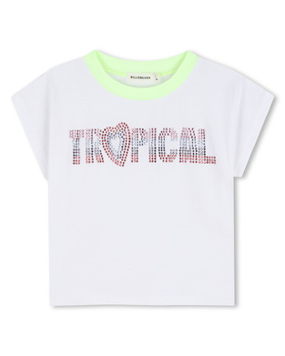 Κοντομάνικη μπλούζα BILLIEBLUSH σε λευκό χρώμα και τύπωμα με στρας.