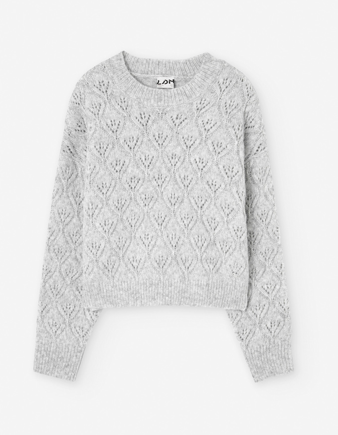 Πλεκτή μπλούζα LOSAN σε ανοιχτό γκρι χρώμα.