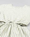 LOSAN dress in olive color with striped pattern.