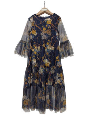 Φόρεμα Pierre Cardin από τούλι με εσωτερική επένδυδη σε μπλε σκούρο χρώμα.