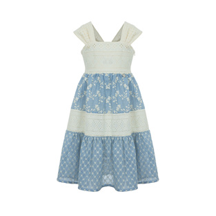 Φόρεμα LAPIN HOUSE σε χρώμα εκρού με σιέλ σκούρο.