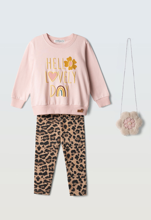 Σετ κολάν ΕΒITΑ σε χρώμα ροζ με animal print.