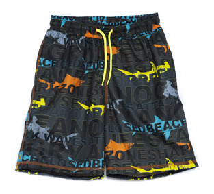 TORTUE bermuda swimsuit in charcoal color with all over shark print.