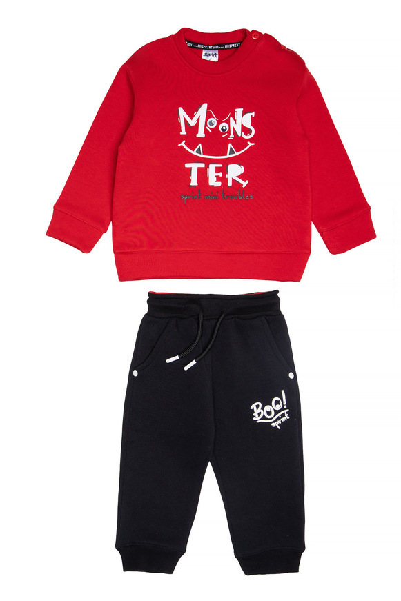 Σετ φόρμας SPRINT με στρογγυλή λαιμόκοψη σε κόκκινο-μαύρο χρώμα.