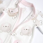 CHICCO velor bodysuit in off-white and pink colors with all over print.
