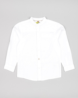 LOSAN linen shirt in white color with mao neckline.