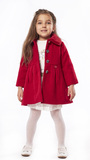 EBITA coat in red color with fur collar.