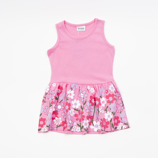 TRAX sleeveless dress in pink with floral print.