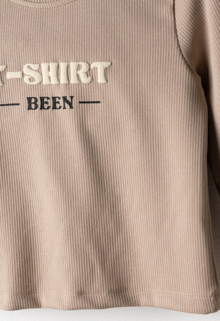 EBITA ribbed blouse in beige color.