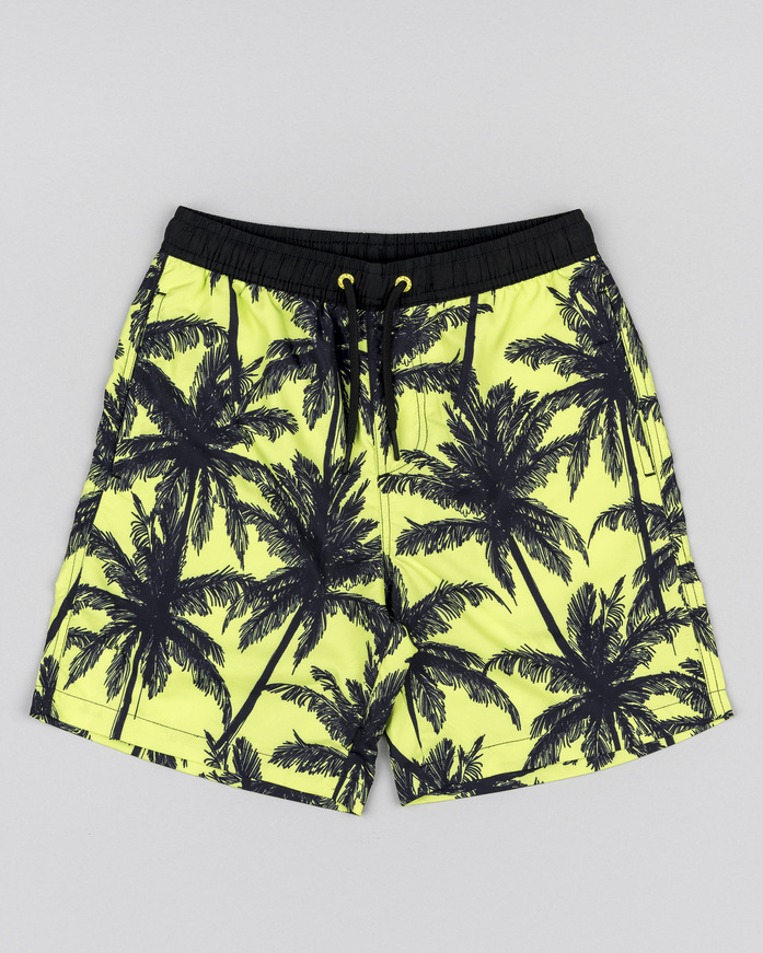 Μαγιό βερμούδα LOSAN με τύπωμα φοίνικες σε χρώμα λάιμ.