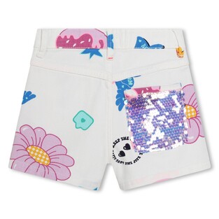 BILLIEBLUSH twill shorts in white color with all over print.