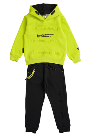SPRINT tracksuit set in lime color with hood.
