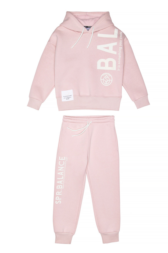 Σετ φόρμας SPRINT σε ανοιχτό ροζ χρώμα με ενσωματωμένη κουκούλα. 