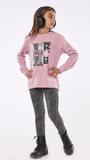 EBITA leggings set in pink color with metallic print.