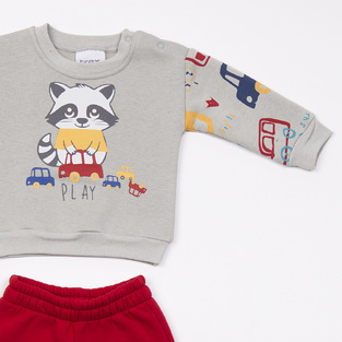 Gray-red TRAX suit set.