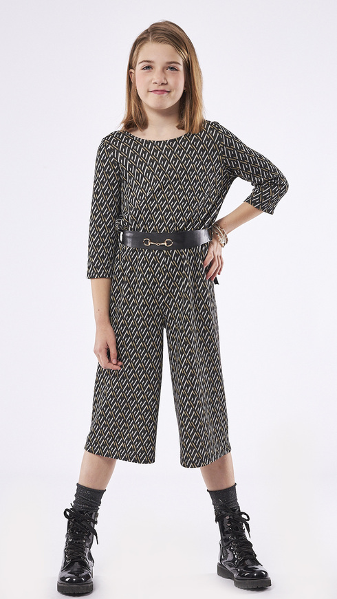 EBITA jumpsuit in black color with all over printed design.