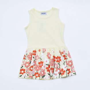 TRAX sleeveless dress in yellow with floral print.
