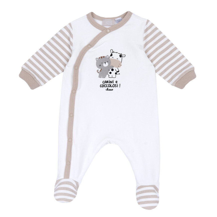 Φορμάκι φούτερ CHICCO σε λευκό και μπεζ χρώμα.