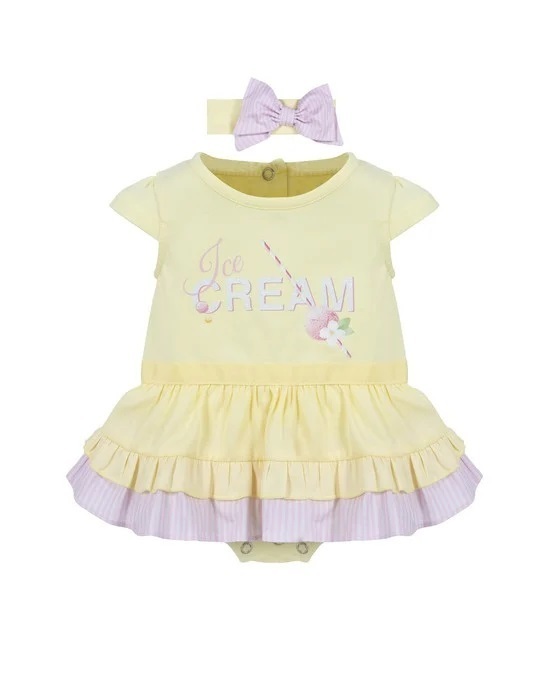 LAPIN HOUSE bodysuit in yellow color with ribbon.