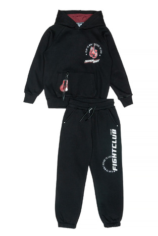 SPRINT tracksuit set in black with built-in hood.