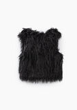 IKKS sleeveless vest made of long faux fur in charcoal gray color.