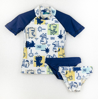 Tortue sunscreen with print and two swimsuits.