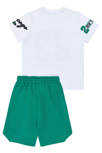 Σετ μπλούζα με βερμούδα SPRINT, σε λευκό με πράσινο χρώμα.