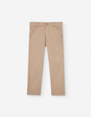 Παντελόνι twill LOSAN σε μπεζ χρώμα.