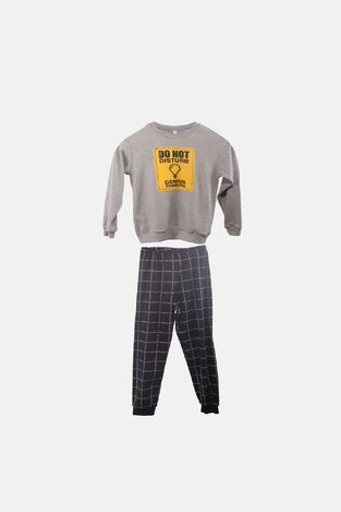 DREAMS pajamas in gray with the "DO NOT DISTURB" logo.