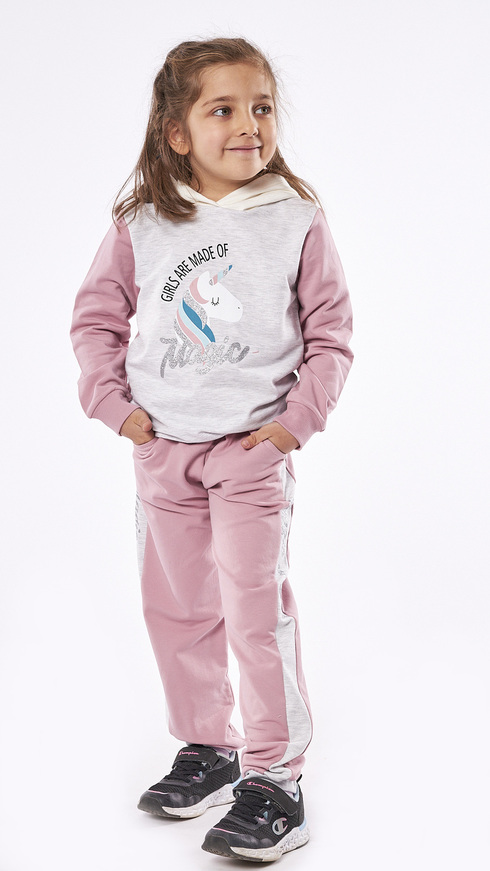EBITA suit set in gray color with embossed unicorn print.