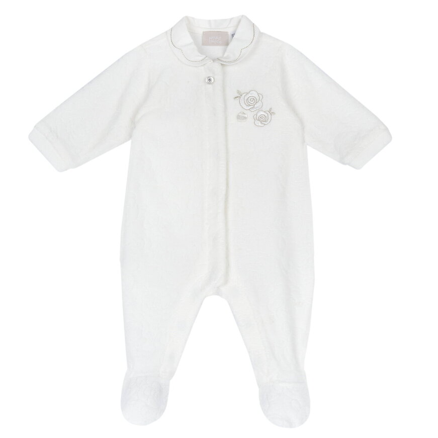 Βελουτέ φορμάκι CHICCO σε λευκό χρώμα με all over σχέδιο τριαντάφυλλα.