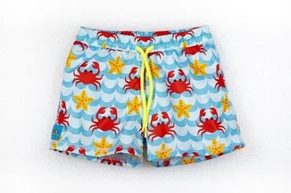 Tortue bermuda swimsuit with crab printing.
