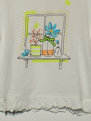 Βαμβακερό T-Shirt ORIGINAL MARINES, σε λευκό χρώμα με ανάγλυφο τύπωμα στο μπροστινό μέρος.