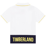 TIMBERLAND pique polo shirt in white color with yellow braid on the collar.