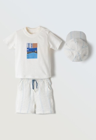 Σετ HASHTAG σε χρώμα λευκό με ασορτί καπέλο.