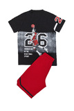 Σετ μπλούζα με βερμούδα Sprint σε μαύρο με κόκκινο χρώμα.