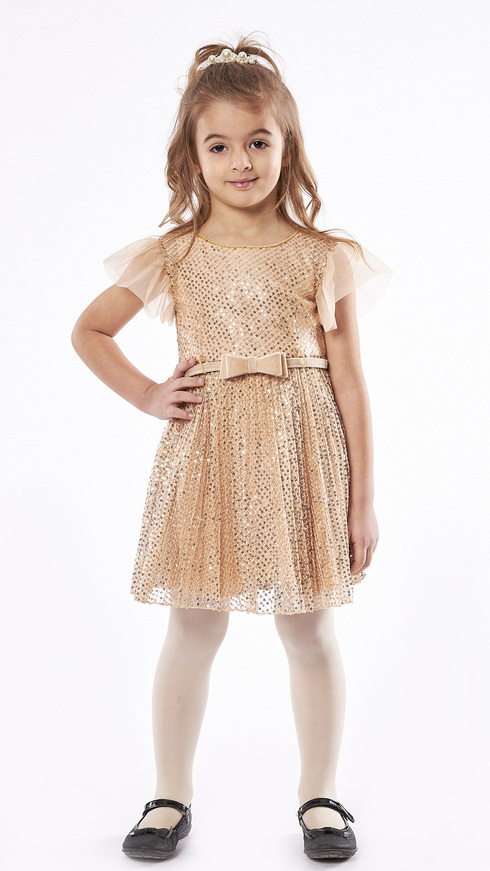 EBITA tulle dress in beige color with sequins.