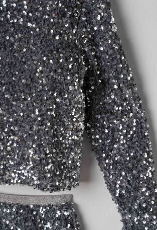 EBITA skirt set in gray color with sequins.