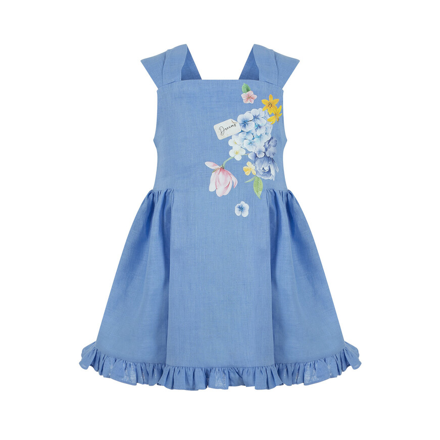 LAPIN HOUSE linen dress in siel color with an impressive bow on the back.