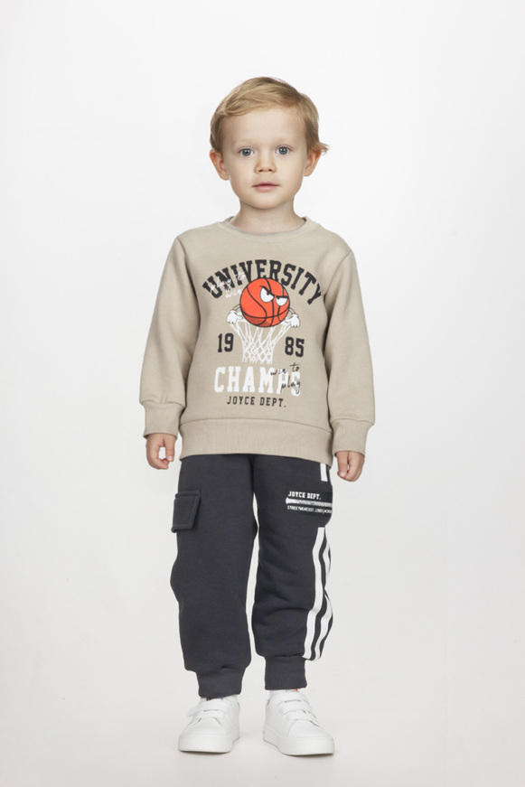 Σετ φόρμας JOYCE σε μπεζ- ανθρακί χρώμα.