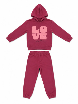 TRAX jumpsuit set with hood in fuchsia color.