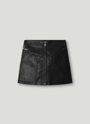 PEPE JEANS leather skirt in black.