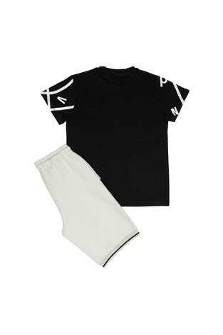 SPRINT blouse and bermuda shorts set in black-off-white.