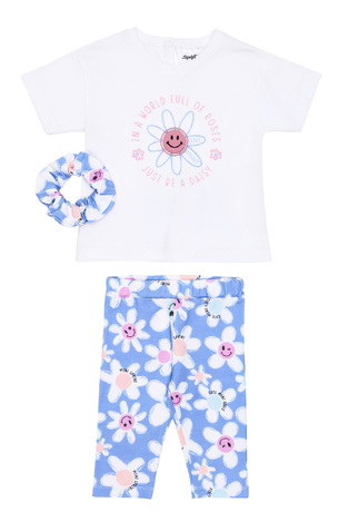 SPRINT leggings set in white with dark blue and matching hair elastic.